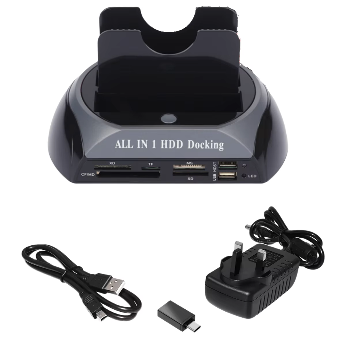 USB 2.0 zu IDE SATA Festplatten-Dockingstation All-in-One-Dockingstation Dual Bracket 2,5 Zoll 3,5 Zoll ESATA mit Kartenrea: Himmel Blau