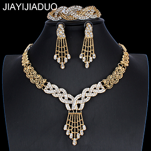 Jiayijiaduo Afrikaanse Bruiloft Sieraden Dubai Goud Kleur Sieraden Sets Romantische Kleur Sieraden Sets Ketting: 3