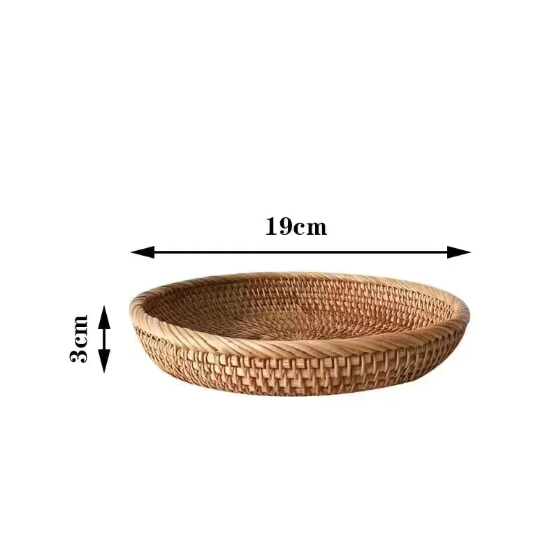 Handgeweven ronde rotan rieten mand Fruit Thee Snack Brood Picknickbak Snacks Opbergdoos Keukenbenodigdheden Mand Fruitschaal: Black