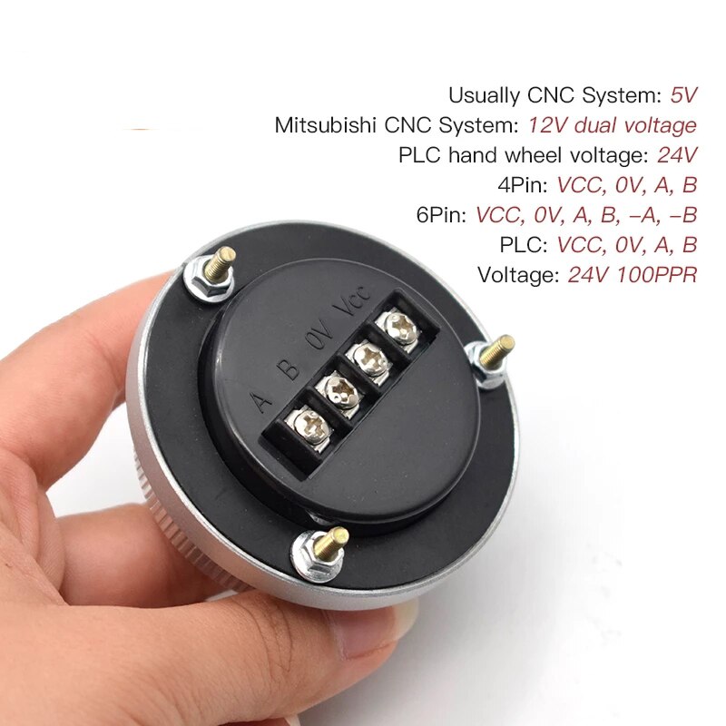 CNC Pulser Handwheel 5V 12V 24V 4Pin 6Pin Pulse 100 25 Manual Pulse Generator Hand Wheel CNC Machine PLC Rotary Encoder Electric