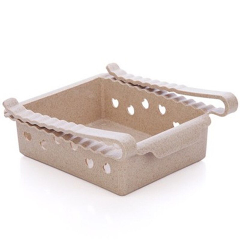 1PC Refrigerator Shelf Containers Storage Rack Retractable Food Storage Box Eco-friendly Plastic Container Kitchen Organizer: type2-Beige