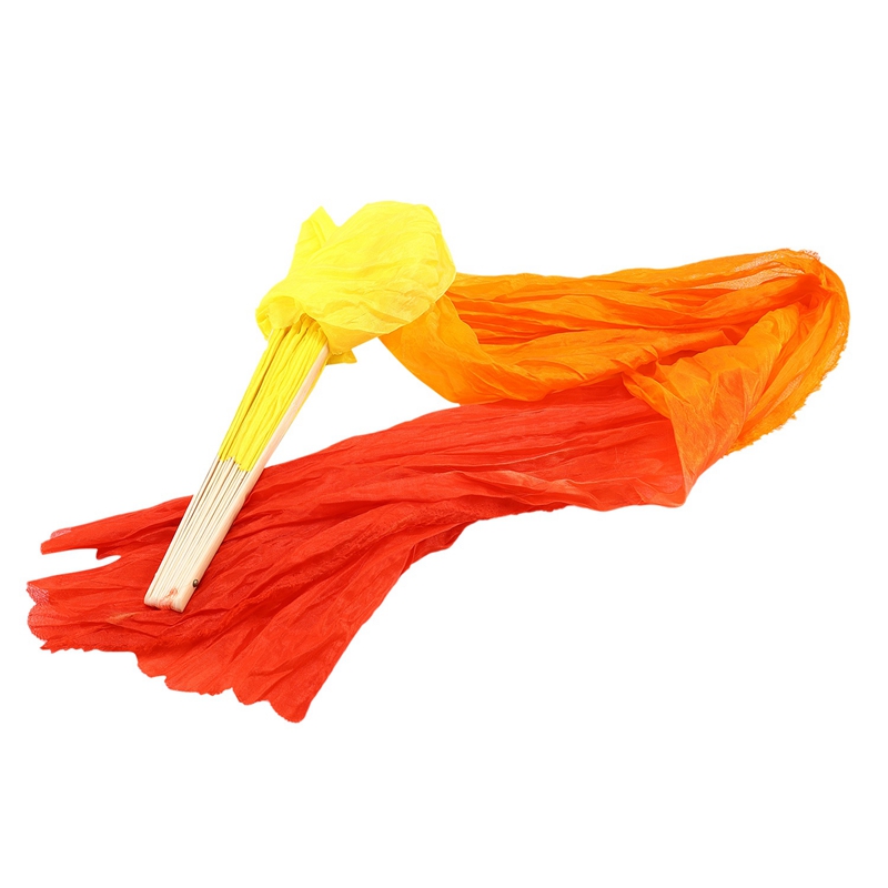Éventail de danse flamme en soie trois couleurs dégradées, pliable à la main, en bambou, décoration pour femmes, artisanat de maison