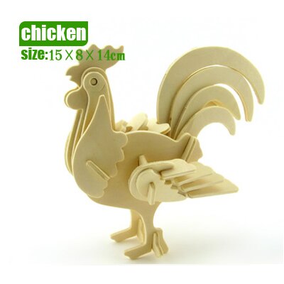 Holz spielzeug dinosaurier tiere dreidimensionale modell montiert holz puzzle spielzeug 3D DIY für baby kinder pädagogisches puzzles: chicken