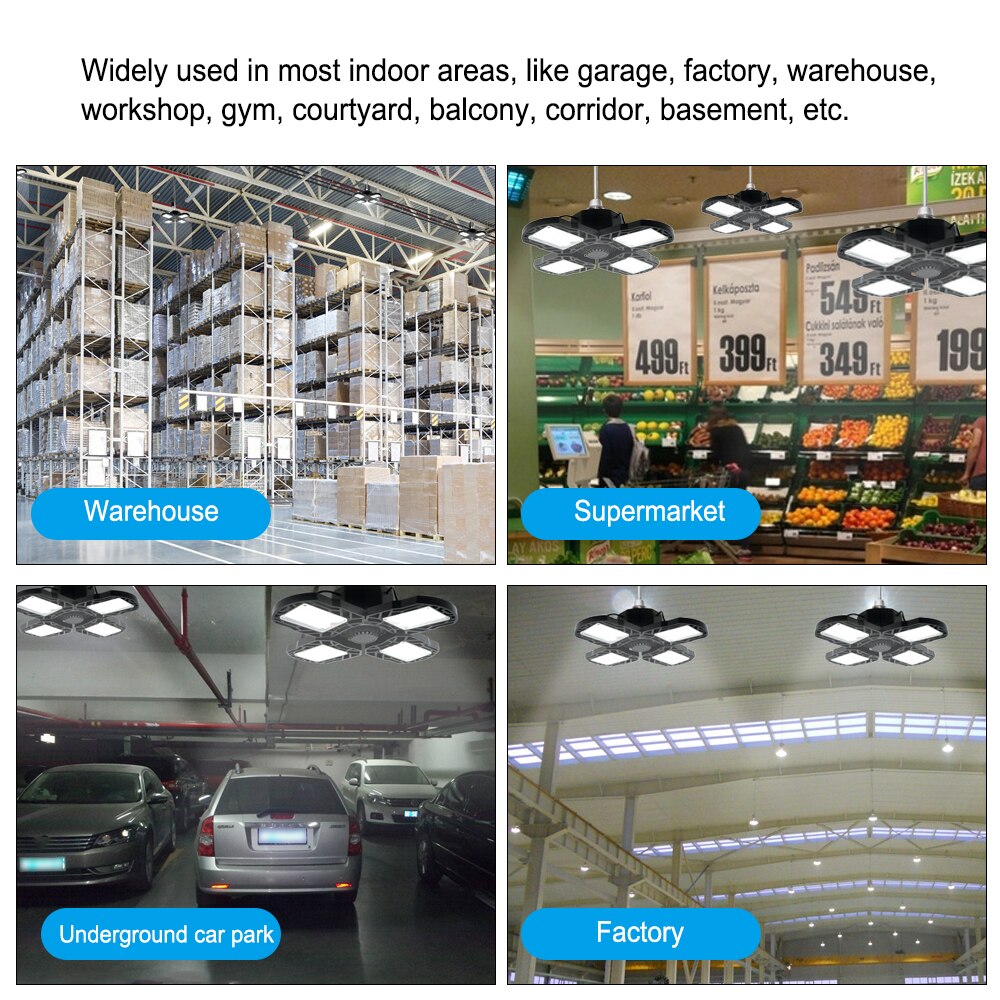 Superkirkas teollisuusvalaistus 30-120w e27 led tuuletin autotallin valo 6000lm 220v 6000k led high bay teollisuusvalaisin työpajaan