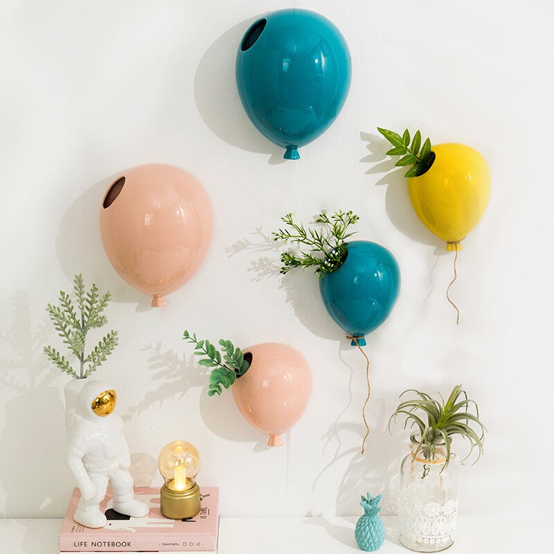 Keramische ballon wandhanger vaas taart ijssalon wandvaas kinderkamer wanddecoratie hanger