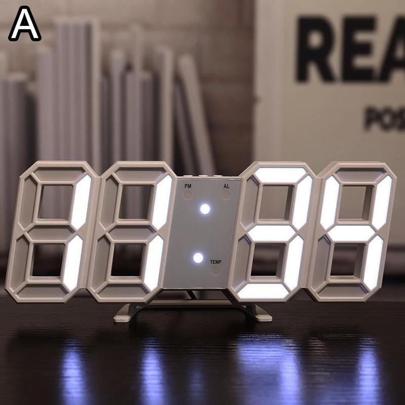 Reloj de pared grande 3D moderno, Digital, Led, Usb, electrónico, de mesa, de escritorio, luminoso: A