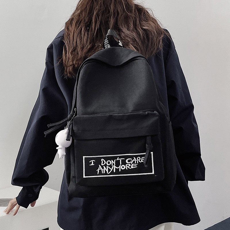 Canvas Backpack Style Women Backpack Doll Pendant Shoulder Bag Girl School Bags Female Backpack