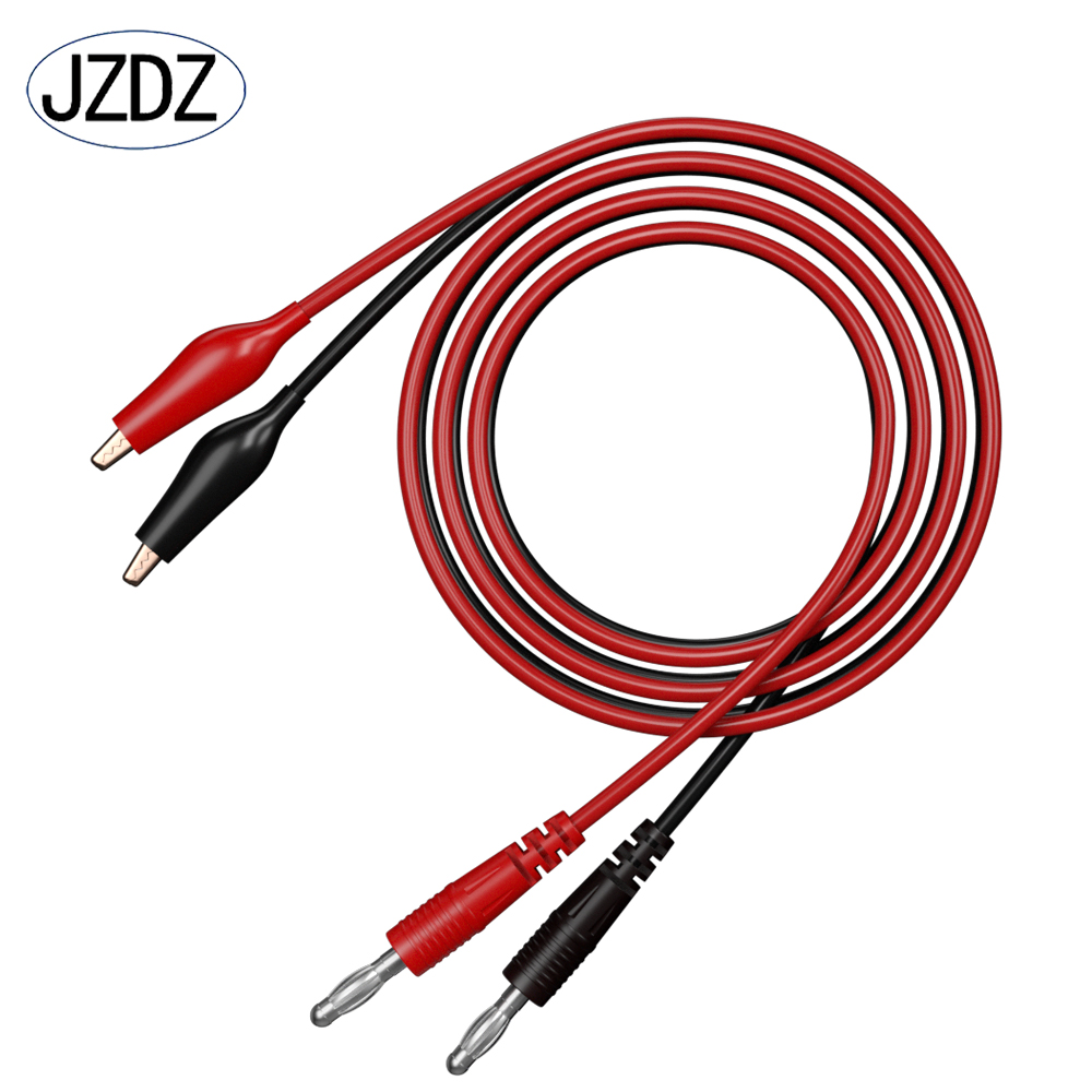 JZDZ 2 uds cables de prueba multímetro Cable de línea 100 cm extremos dobles 4mm conector eléctrico con conector Banana herramientas de bricolaje J.70055: Naranja