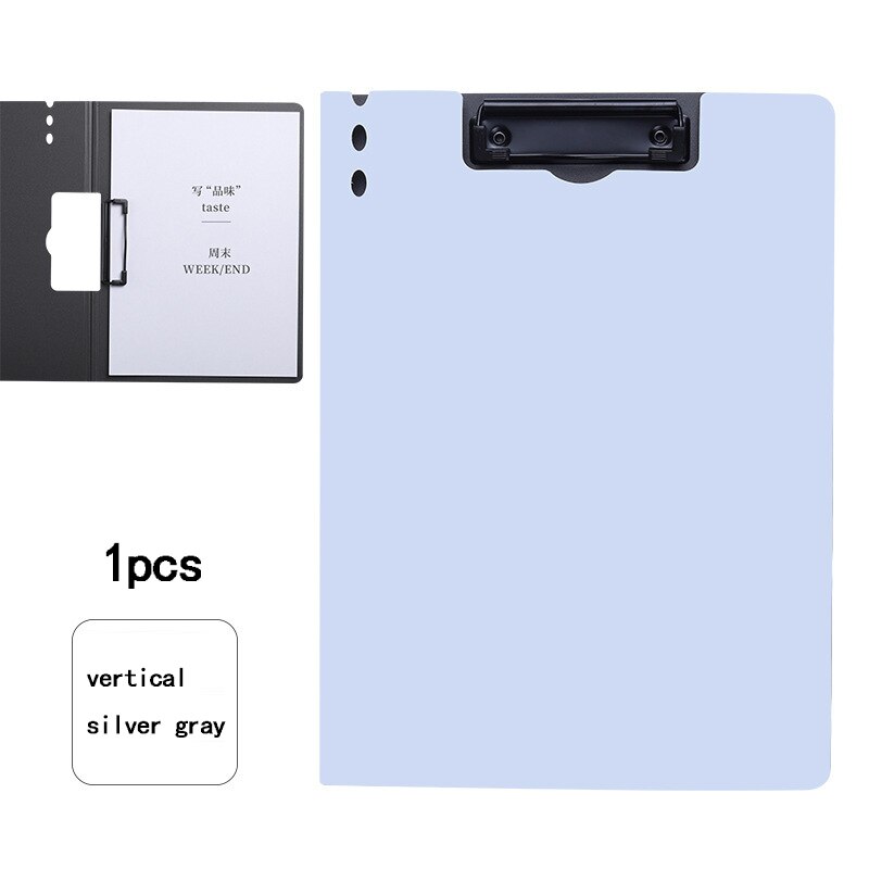 1pcsA4 Storage Clipboard Side Opening Plastic Foldable Writing Pad Memo Clip Test Paper Storage Organizer School Office Supplies: Purple