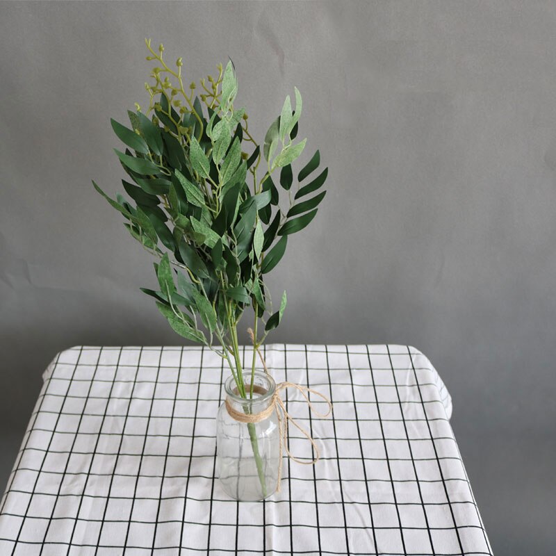 Sztuczne liście wierzby zielone białe sztuczne rośliny DIY Faux bukiet sztuczne liście robić dekoracji domu weselnego lasu