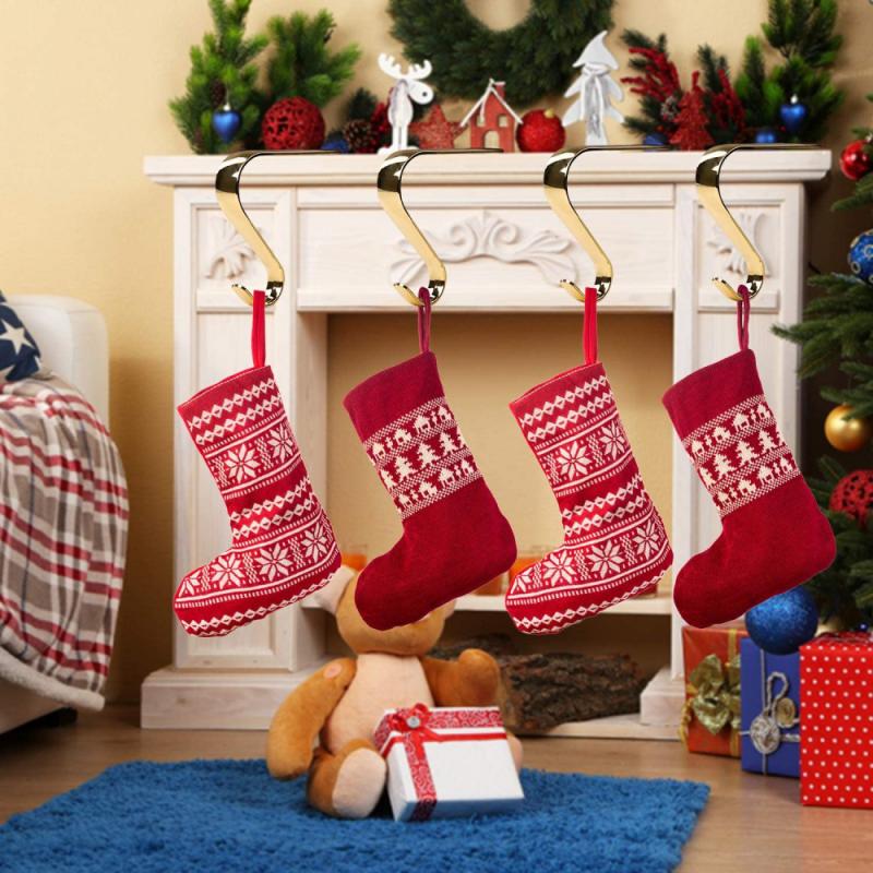 Weihnachten Socke Aufhänger Haken Metall Kaminsims Gestell KleiderbüGel Regal Kamin Kranz Griff einstellen Aufhänger S-Förmigen Haken Heimat Lager