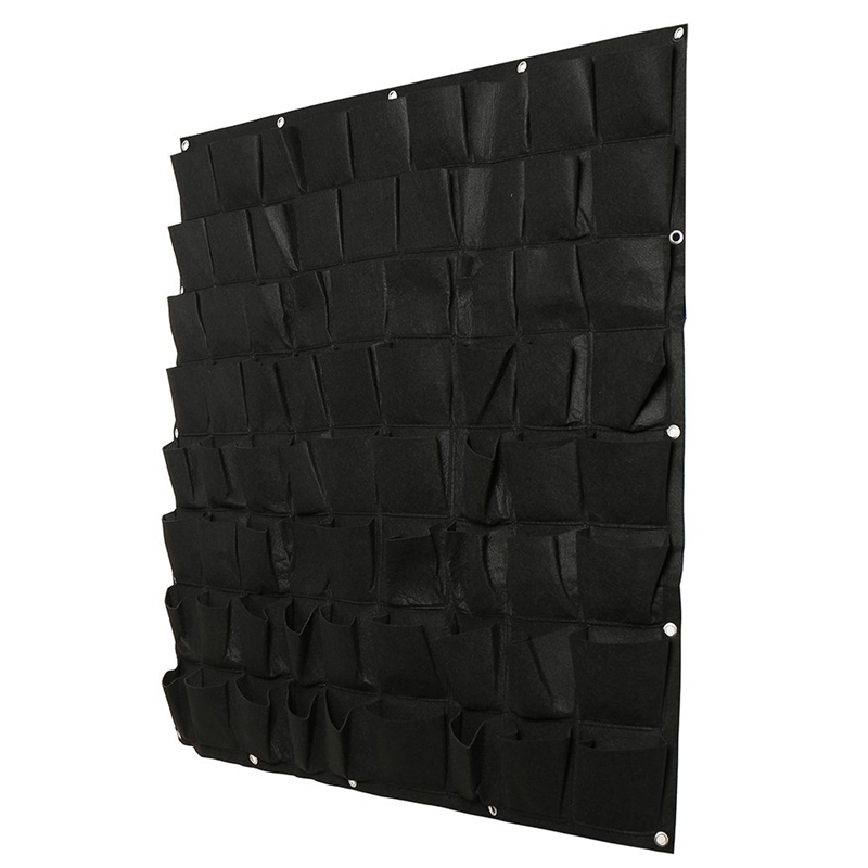 Vertical Wall Garden Planter 72 Pocket Planting Flower Greening Bag Hanging Pouch Outdoor Indoor Yard 1X1M Green: Default Title