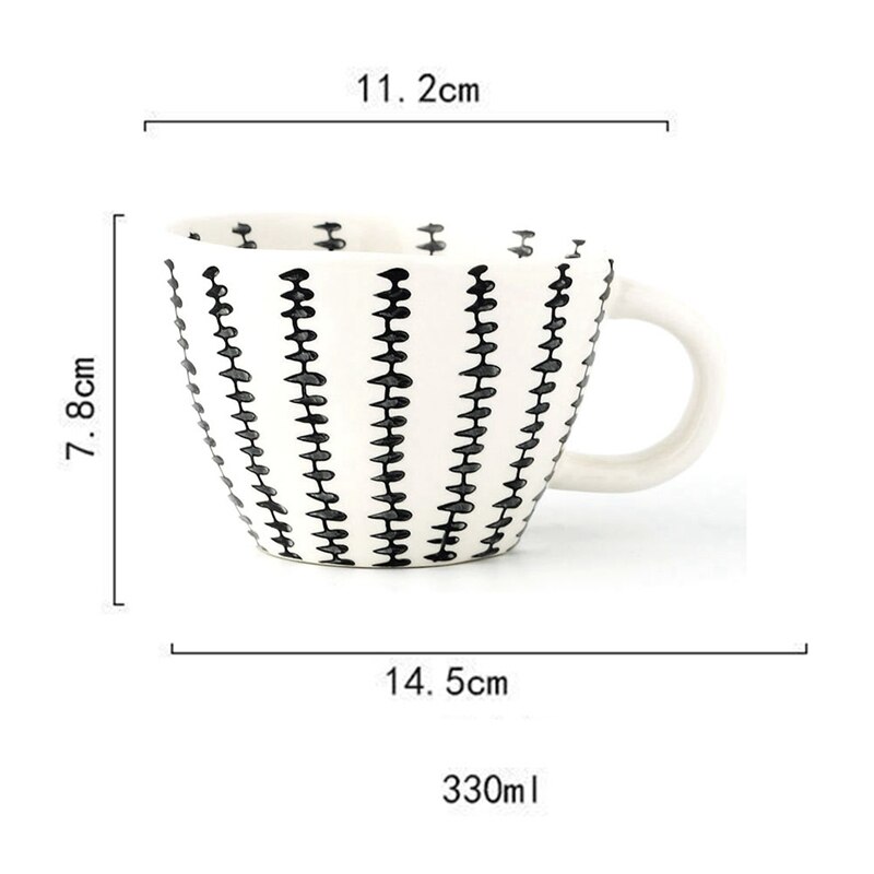 Neue Geometrische Keramik Tasse Hand Gemalt Kapazität Wasser Griff Tasse Unregelmäßigen Milch Büro Kaffee Tasse Wohnkultur