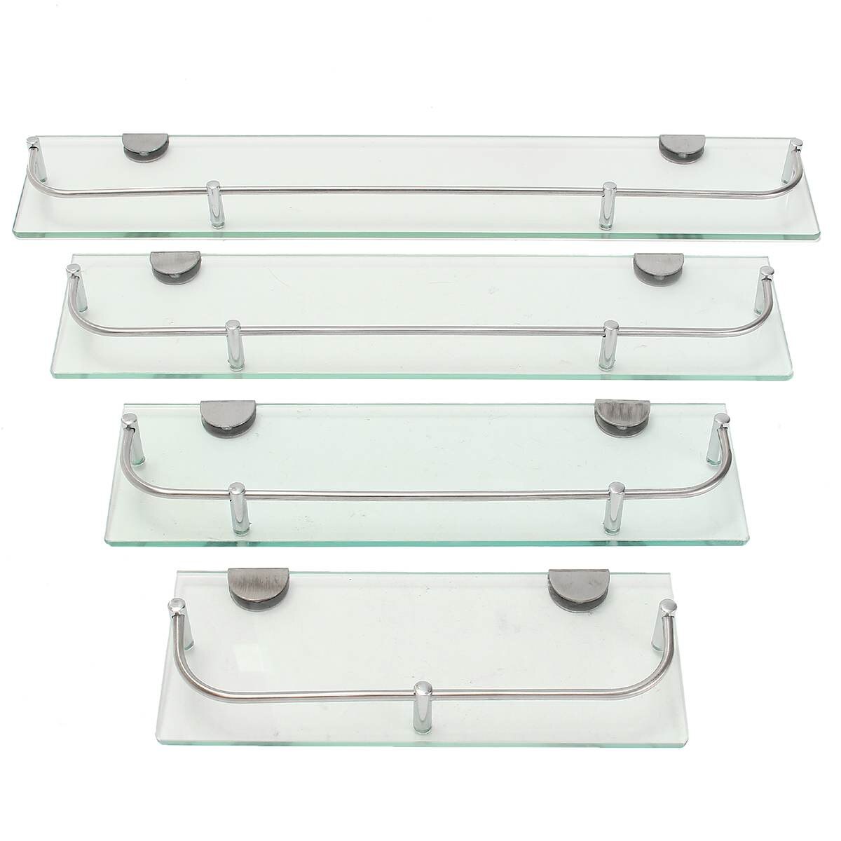 Glass Shower Shelf Bathroom Rack Organizer Holder Rectangle Tier Bathroom Hardware Shampo Mirror Front Rack Wall Mount Shelf