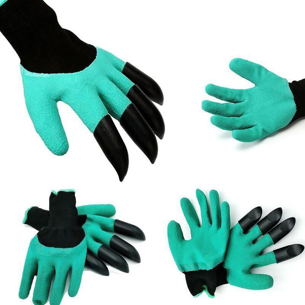 Gants de jardin en caoutchouc avec 4 griffes en plastique ABS pour le jardinage