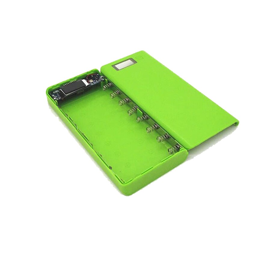 Portable External DIY 8x18650 Power Bank Case LED Display 4x18650 Battery Storage Box Without Battery For Iphone Android Phone: 8x18650 Green