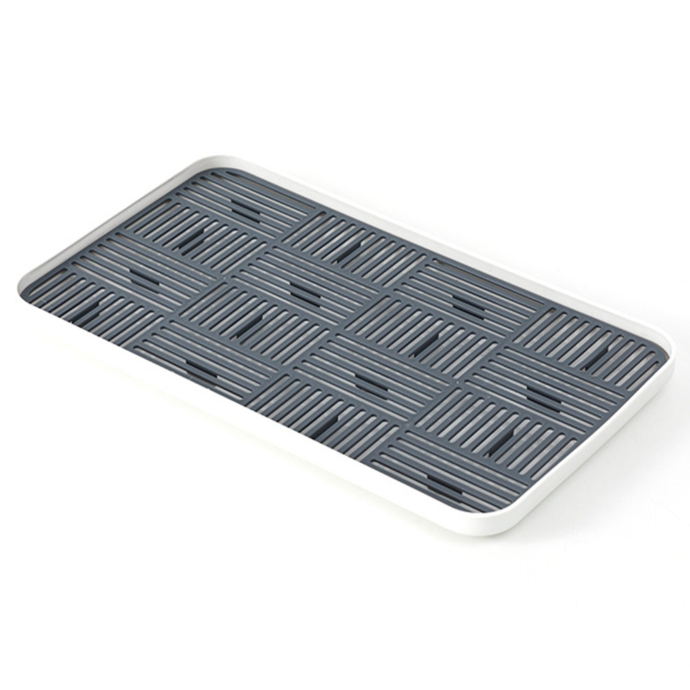 Storage Tray Kitchen Accessory Double Layers Fruit Vegetables Home Detachable Cutlery Drying Dish Drainer Cup Organizer: Dark Gray L