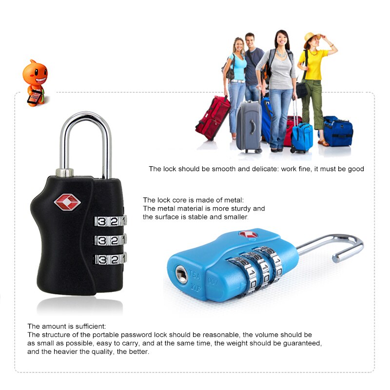Luggage Metal Code Password Locks TSA Customs Code Lock TSA338 Luggage Small Lock Travel Safe Anti-Theft Password Lock Protectio
