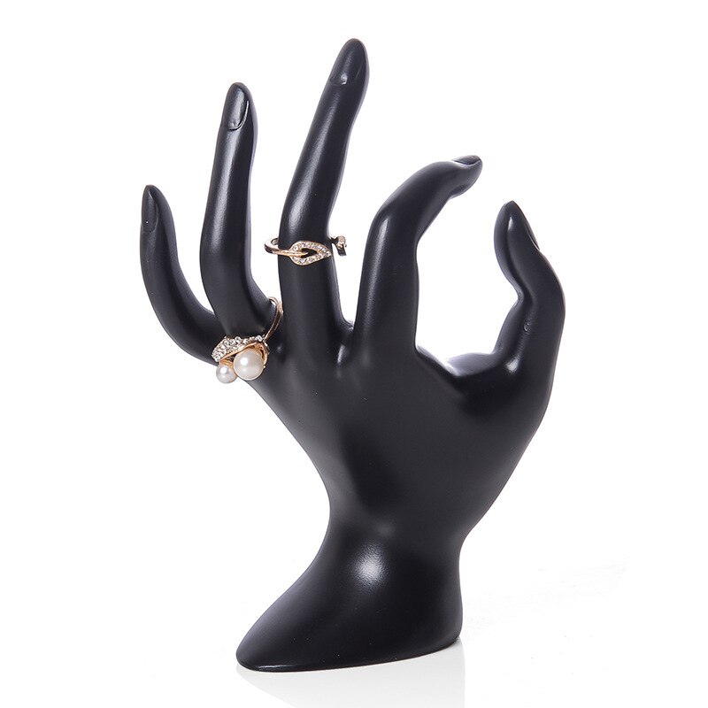 Elegante Resina Mannequin Anello Dell'orecchino Del Braccialetto Del Pendente Dei Monili Mostra Della Collana Del Supporto Del Basamento Del Busto Modello di Mostra Mostra Decorare Contatore Kit: OK Hand Black