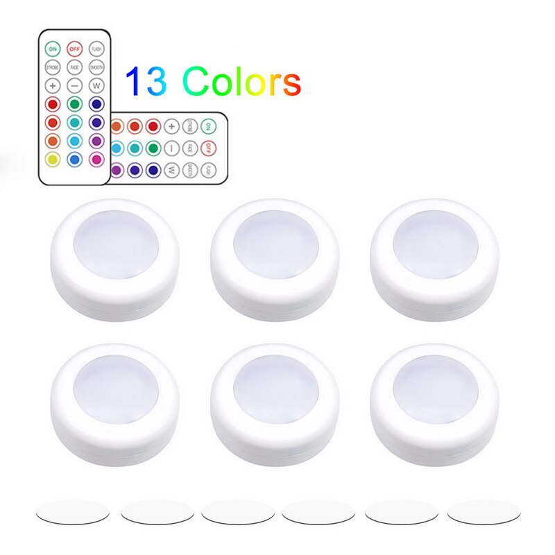 LED Color Changing Puck Lights Dimmable Under Cabinet Lights With Remote Control For Kitchen Stairs Closet: 6 lights