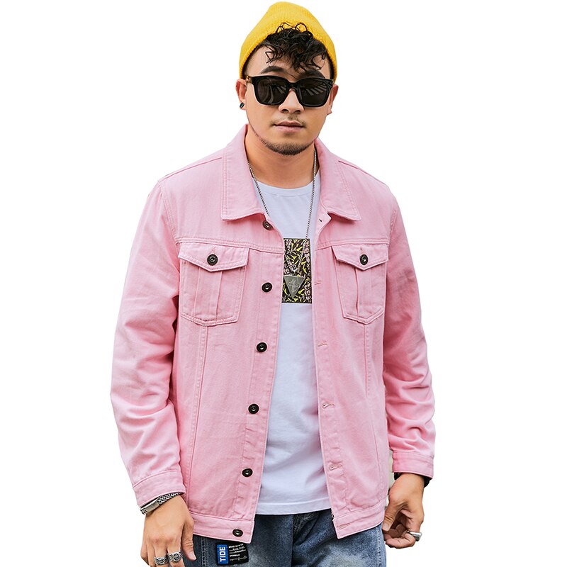 Veste en jean rose à manches longues pour hommes et femmes, grande taille, ample, version coréenne, 7XL, 8XL