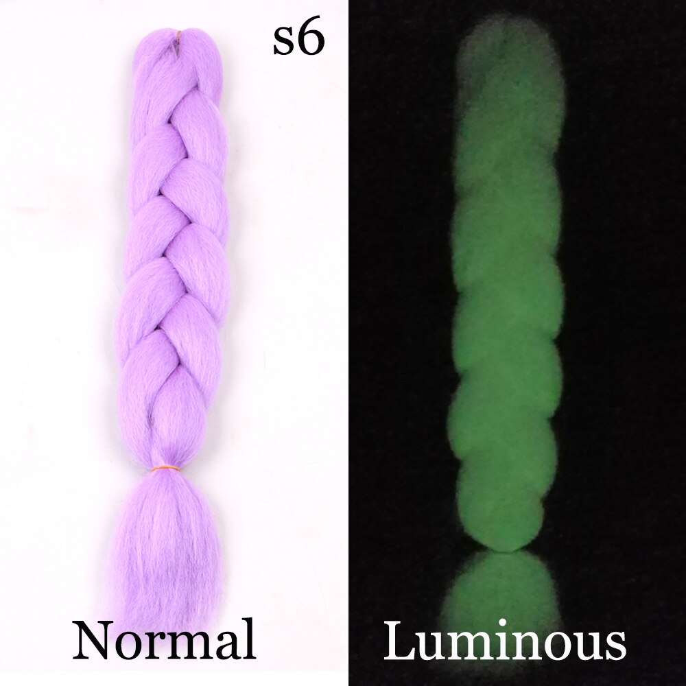 Shining Fluorescence Braiding Hair Jumbo Box Braids Hair Synthetic Braid Hair Extensions for Women White Pink 100g 24inch: S6