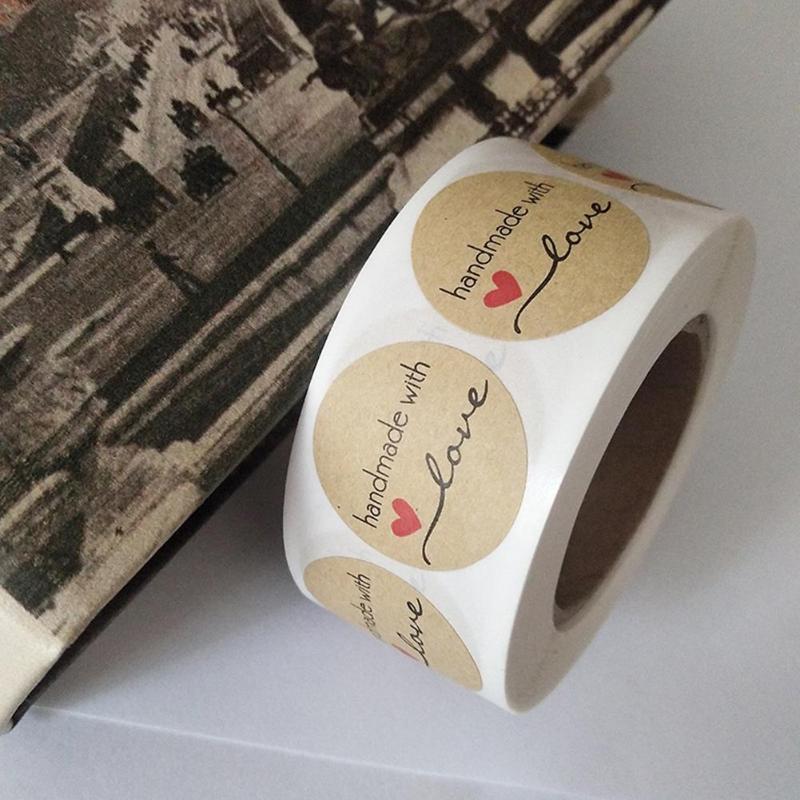 500 Labels/Roll Handmade Cake Packaging Sealing Label Kraft Sticker Baking DIY Stickers Scrapbooking Baking Decoration
