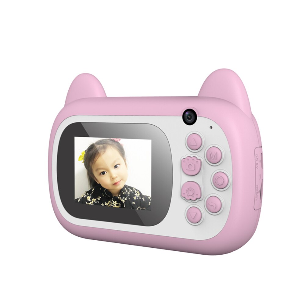 Instant Print Digital Camera Cute 24MP 1080P Front Rear Camera 2.4inch IPS Screen Children Camera Mini Cam for Kids: Pink