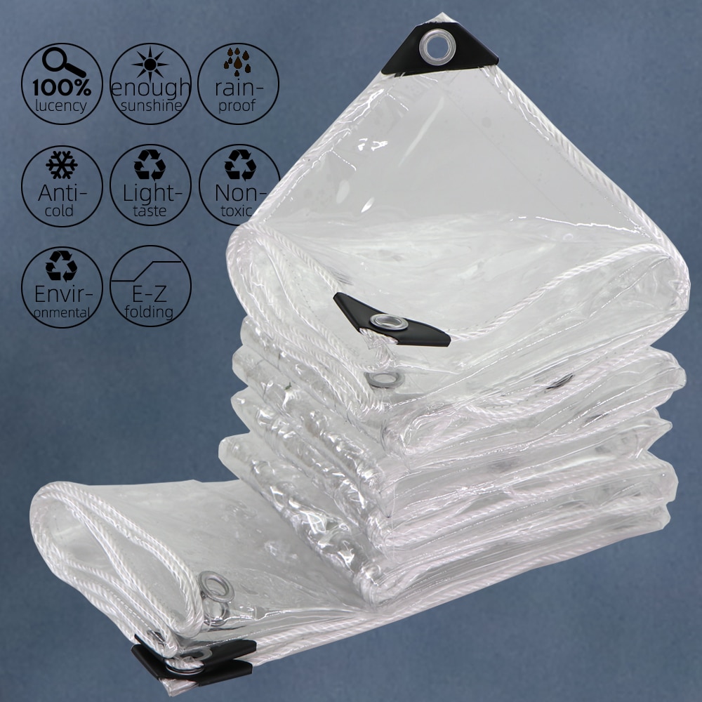 0.35Mm Clear Zeildoek Met Oogjes Stofdicht Regendicht Tuinieren Outdoor Pvc Thicken Doek Balkon Bonsai Succulent Warm Houden