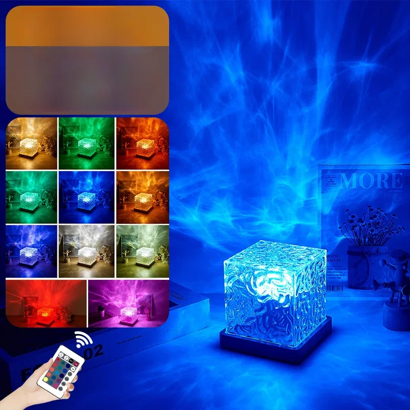 Waterrimpelingen Lichten Lamp Oceaan Water Projector Licht Luminorthe lumena Lichten Slaapkamer Decor 16 Kleuren Roterende Vlam Nachtlampje: YELLOW