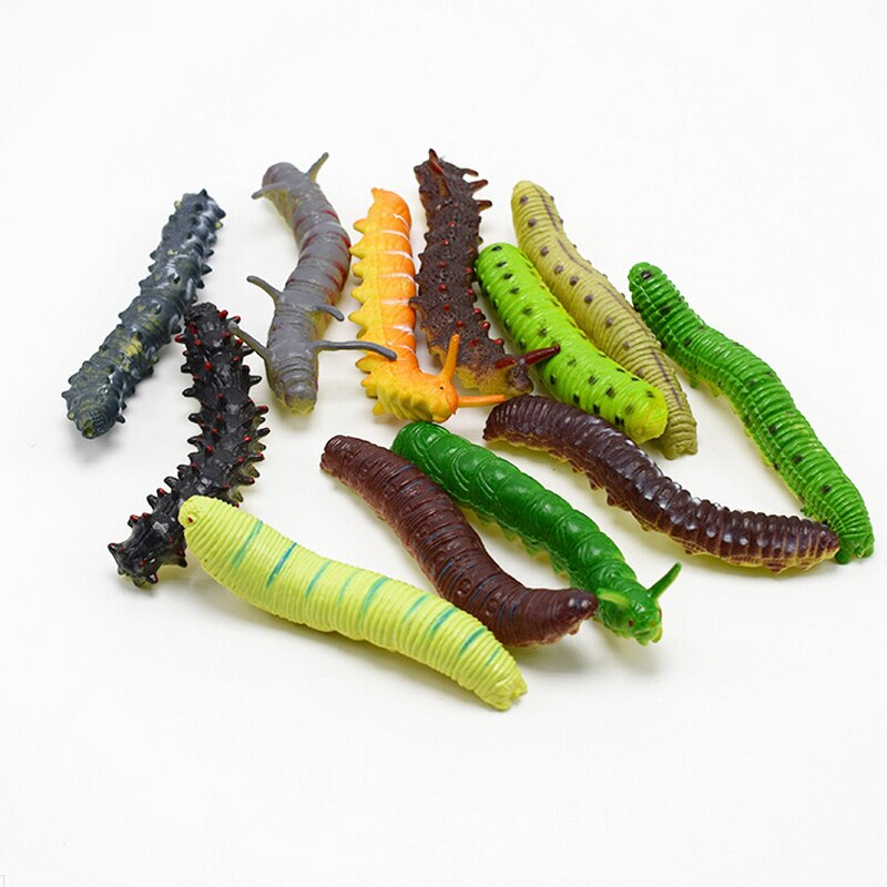 12 Stks/set Simulatie Rups Groene Worm Kruipen Insect Dier Prank Lastig Vervolgen Anderen Speelgoed