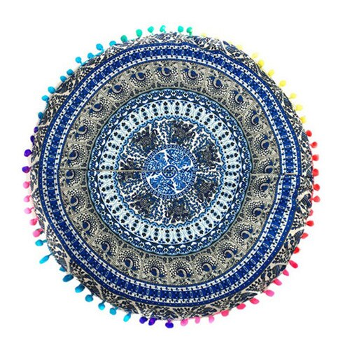 Chique ronde indiase mandala-patroon kussensloop bohemian kussens magische kleurrijke stijl kussensloop: Bruin