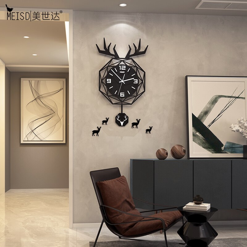 MEISD Modern Wall Clock Luminous Black Room Watch Pendulum Wall Decoration Mirror Stickers Quartz Horloge
