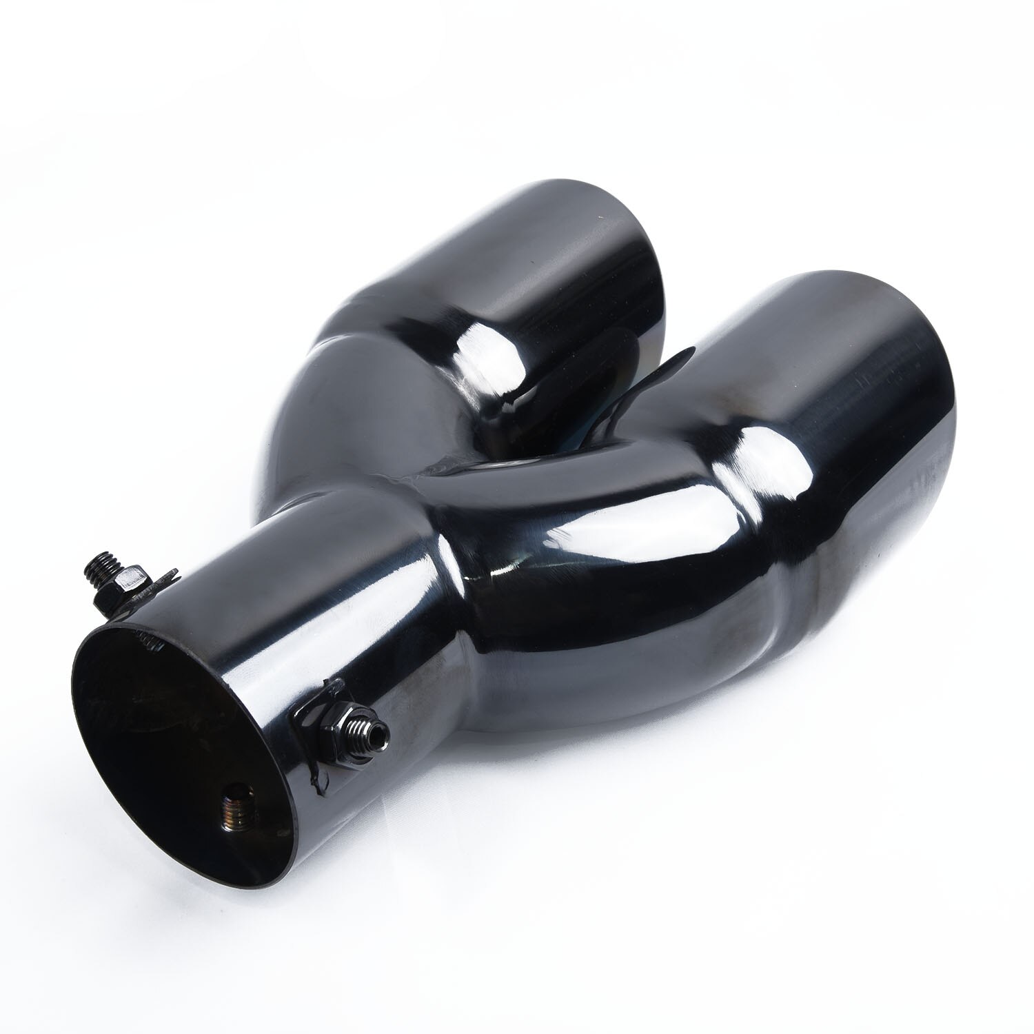 Silencieux d'échappement arrière universel, noir brillant, Double sortie, droit, 63mm, en acier inoxydable, pour voiture