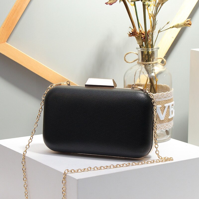 NYHED Women Wedding Ceremony Clutches Marriage Party Evening Chains Handbag Dinner Bag: Black