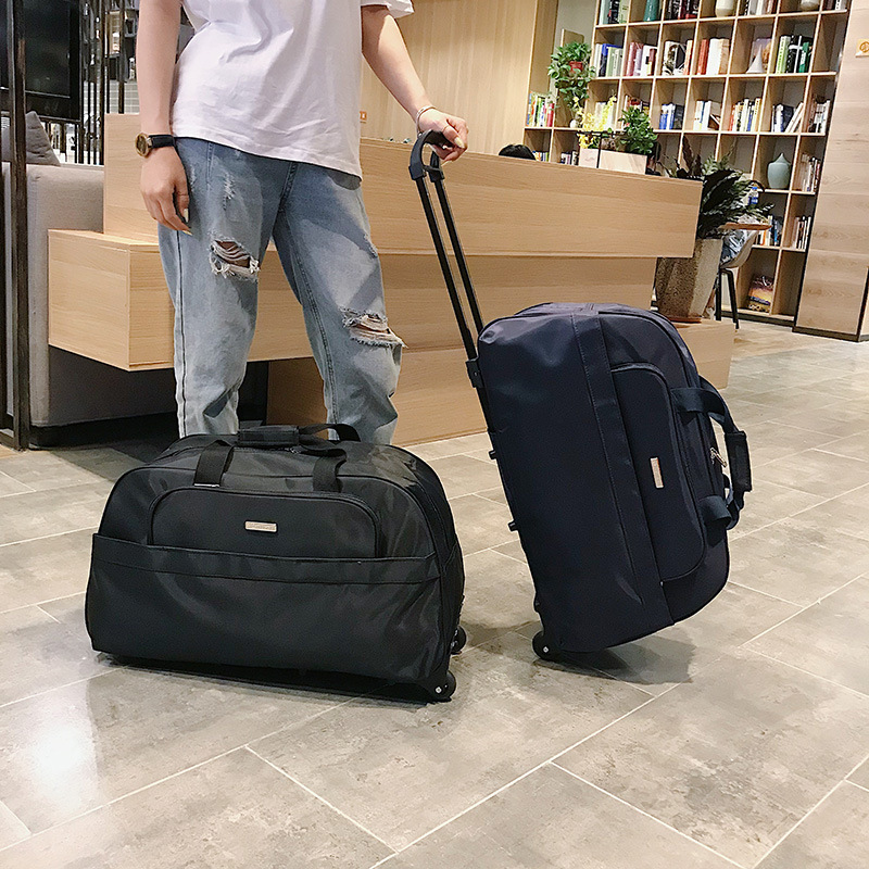 Firstmeet arabası bavul çantası tekerlekler üzerinde erkekler kadınlar moda seyahat çantası yatılı büyük bagaj seyahat el çantası