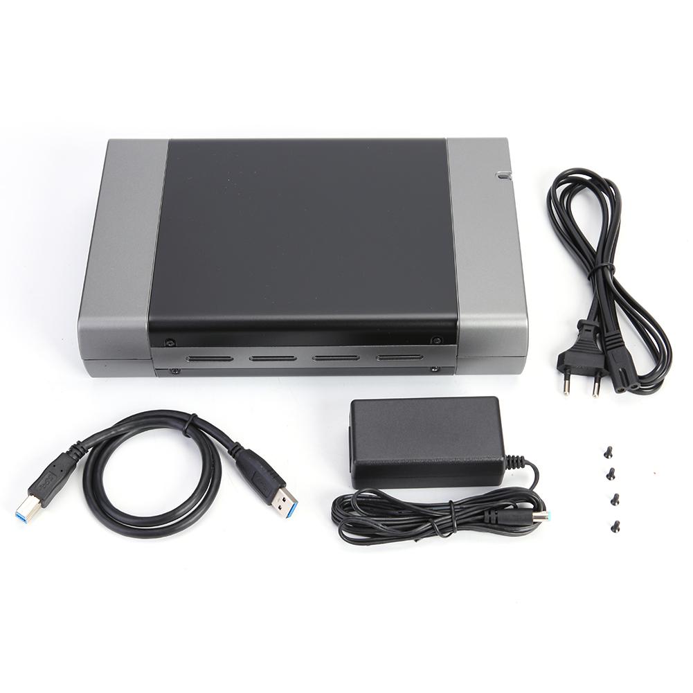 5.25 inch Aluminum Alloy Hard Disk Case Portable Upper and Lower Cover Structure USB3.0 to SATA USB-B Adapter Support 8T: EU plug