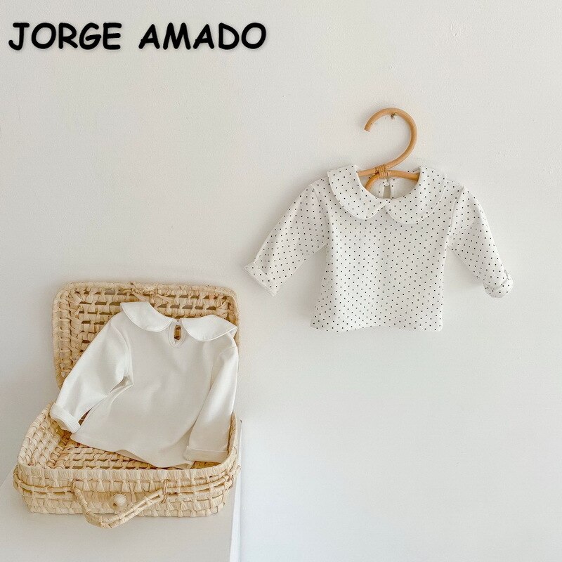 2021 New Spring Kids Girls camicie maniche lunghe a sbuffo camicette a pois abiti per bambini stile dolce E4110