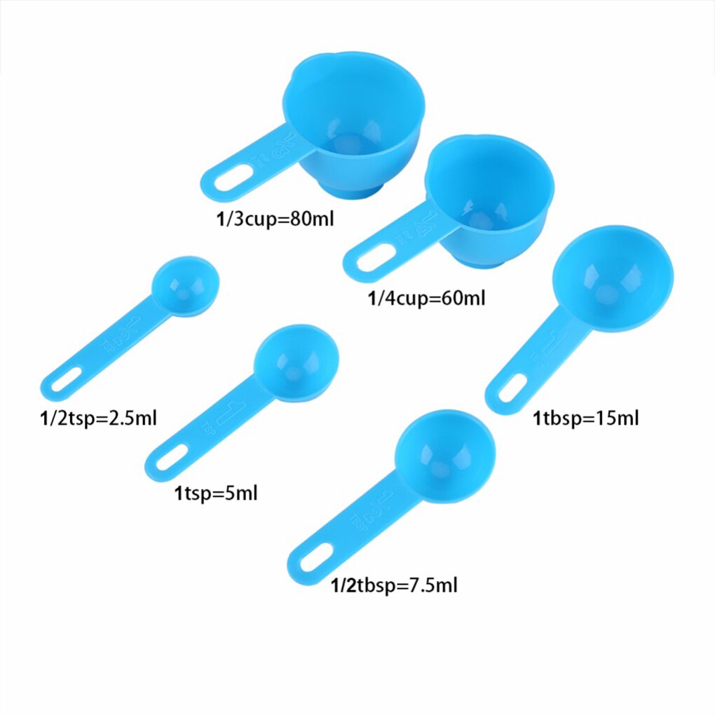 7 Pcs 2 Kleur Plastic Maatbekers En Maatlepel Scoop Handvat Keuken Meten Tool Voor Keuken Bakken Koffie