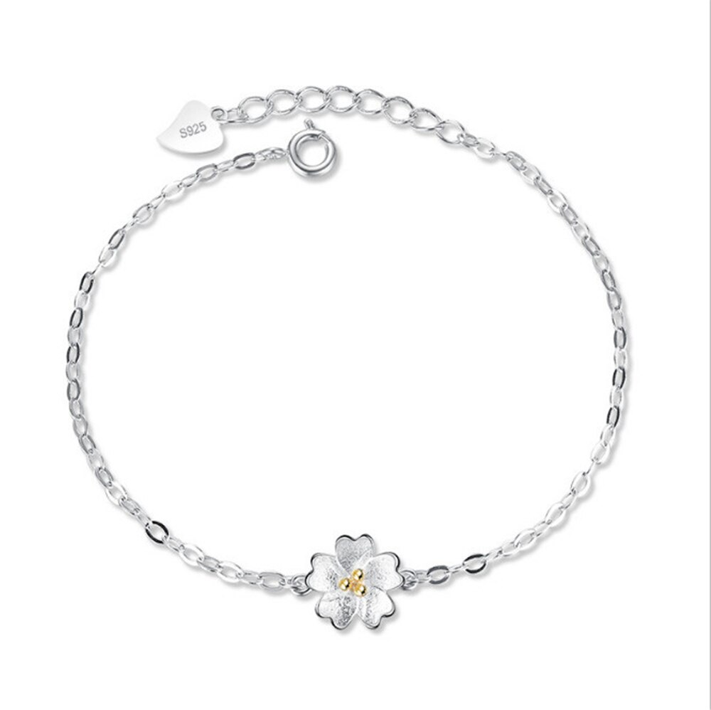 NEHZY nouvelle simple femme fleurs argent bracelet tempérament frais cerise chaîne bracelet bijoux