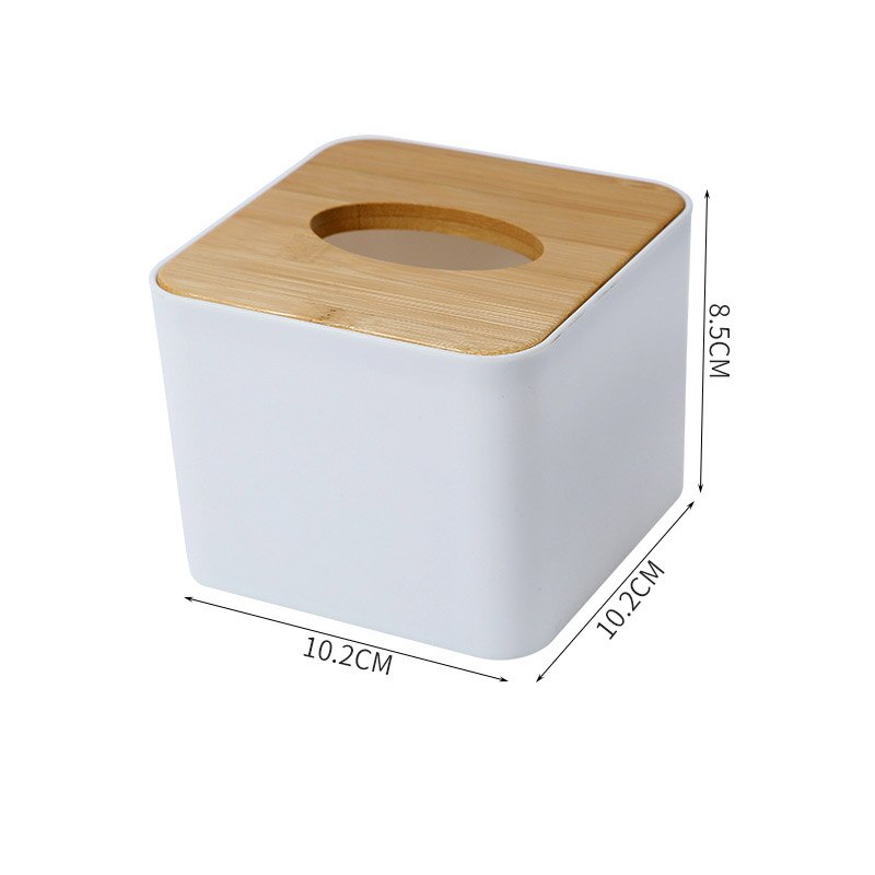 Plastic Tissue Doos Hout Bamboe Tissue Box Cover Ronde Witte Auto Tissue Houder Doos Voor Keuken Badkamer Wc Servet Container: Square