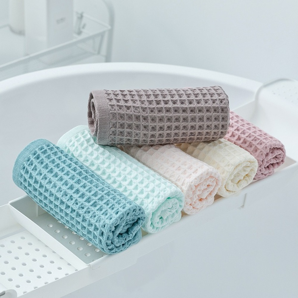 1 stks Wafel Zachte Gezicht Handdoeken voor Volwassenen Plaid Handdoek 100% Katoen Gezichtsverzorging Badkamer Gereedschap Sport Haar Handdoek 34*34 cm Vierkant