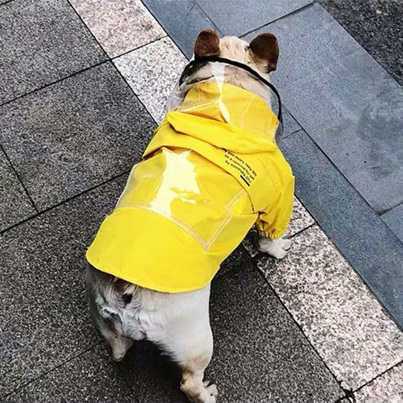 Chubasquero para perro Bulldog francés, abrigo de lluvia para mascotas, ropa impermeable para cachorros, chaqueta para perros pequeños y medianos, HPC07