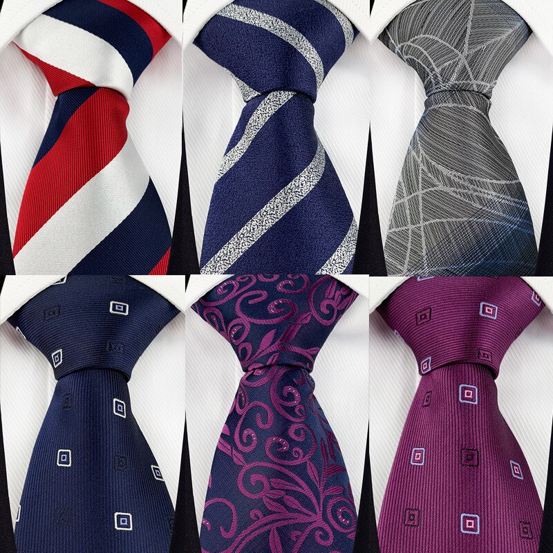 Cravate à carreaux rayée pour hommes, 8cm, décontractée, costume d'affaires de mariage, Jacquard, robe formelle, cravate Slim pour hommes