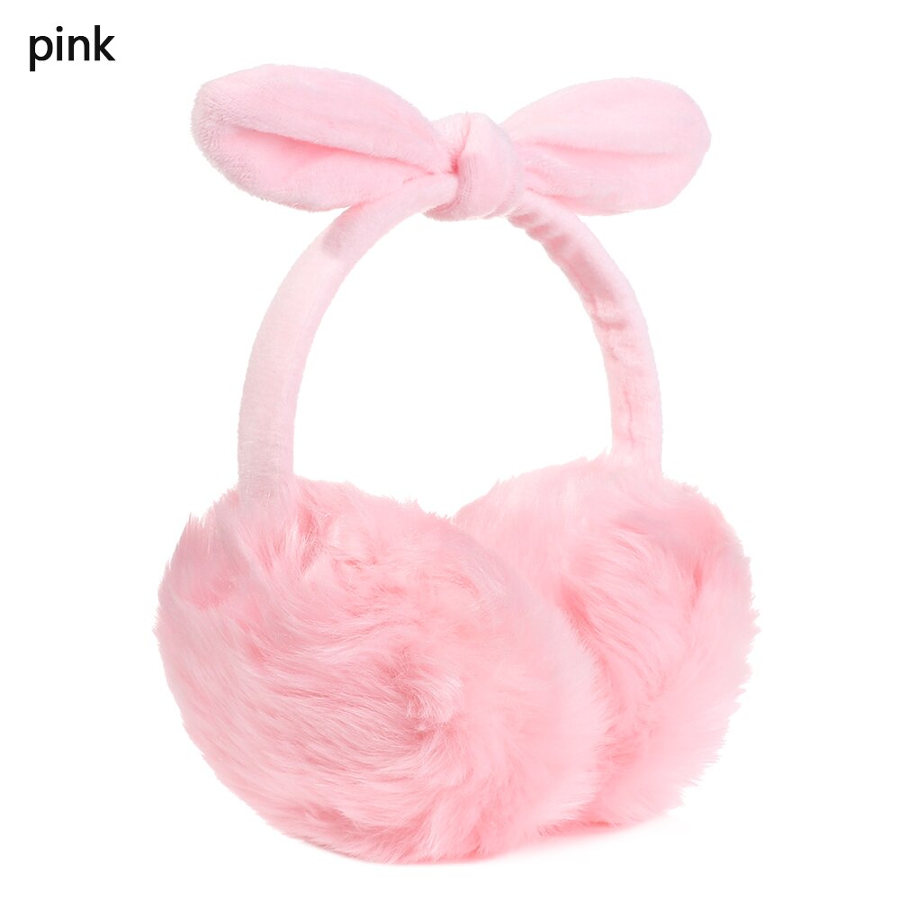 Winter Autumn Warm Faux Fur Earmuffs Cute Cat Ear Earflap Plush Earmuff for Girls Ladies Women Hairbands Ear Muffs: 1-pink