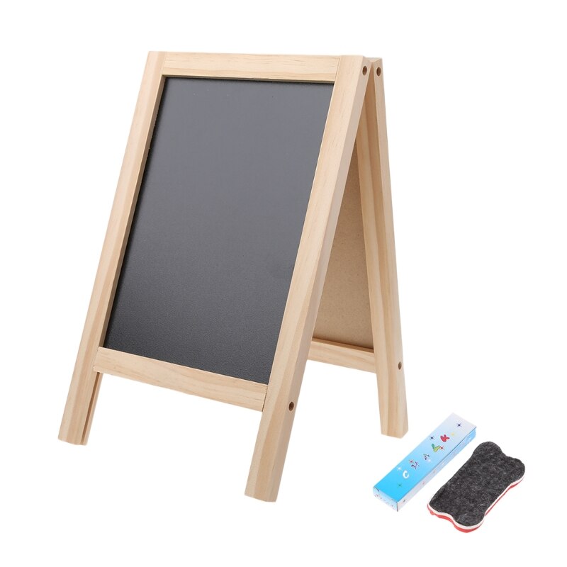 Mini Wooden Tripod Blackboard Small Double Easel Message Board Whiteboard B36C