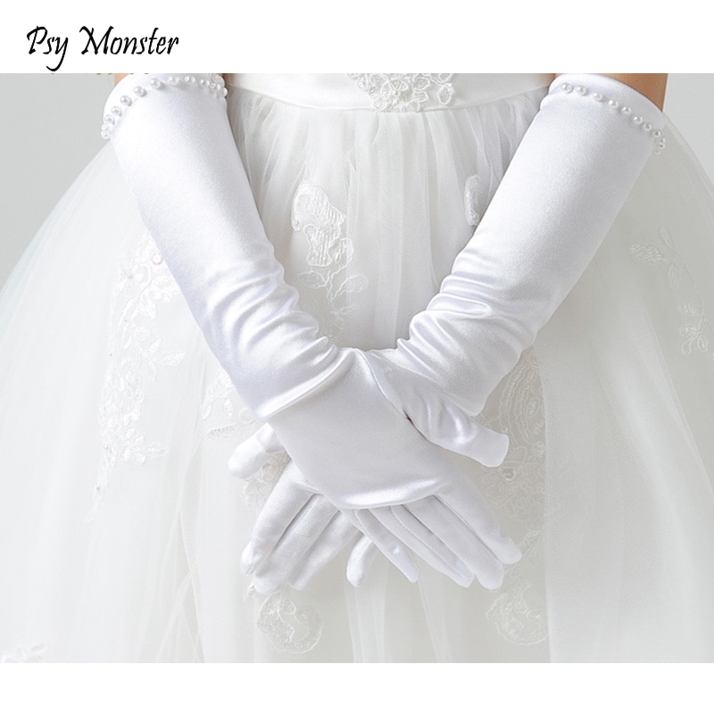 Blume Mädchen Weiß Hochzeit charmant Geburtstag Party Handschuhe Fäustlinge Zeremonie Kommunion Zubehör freundlicher freundlicher Handschuhe D70