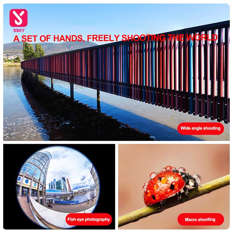 Fisheye Lens Three-in-one Set Wide-angle Mobile Phone Lens Shooting External HD Camera Universal Fill Light Macro