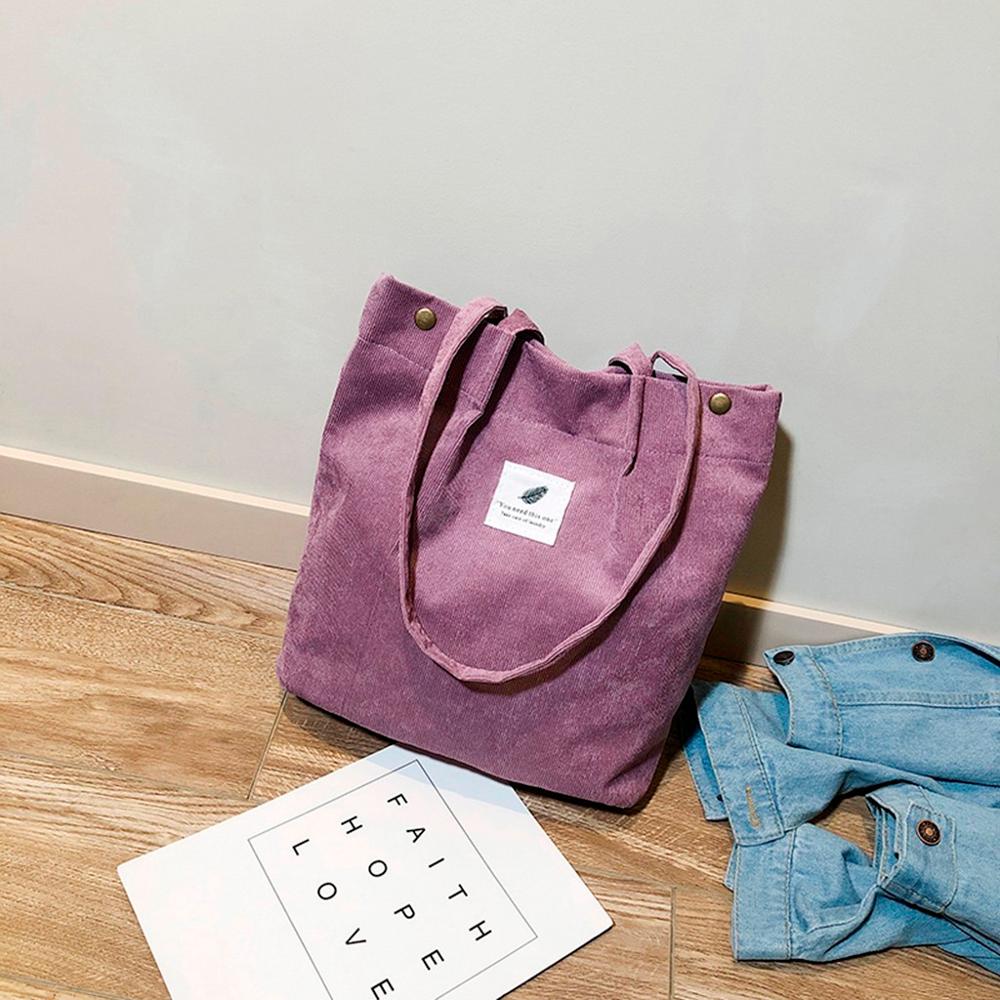 Frauen Cord Reine Farbe Schulter Tasche Satchel Tote Einkaufen Hand Casual Umhängetasche Frische Reise Umhängetaschen