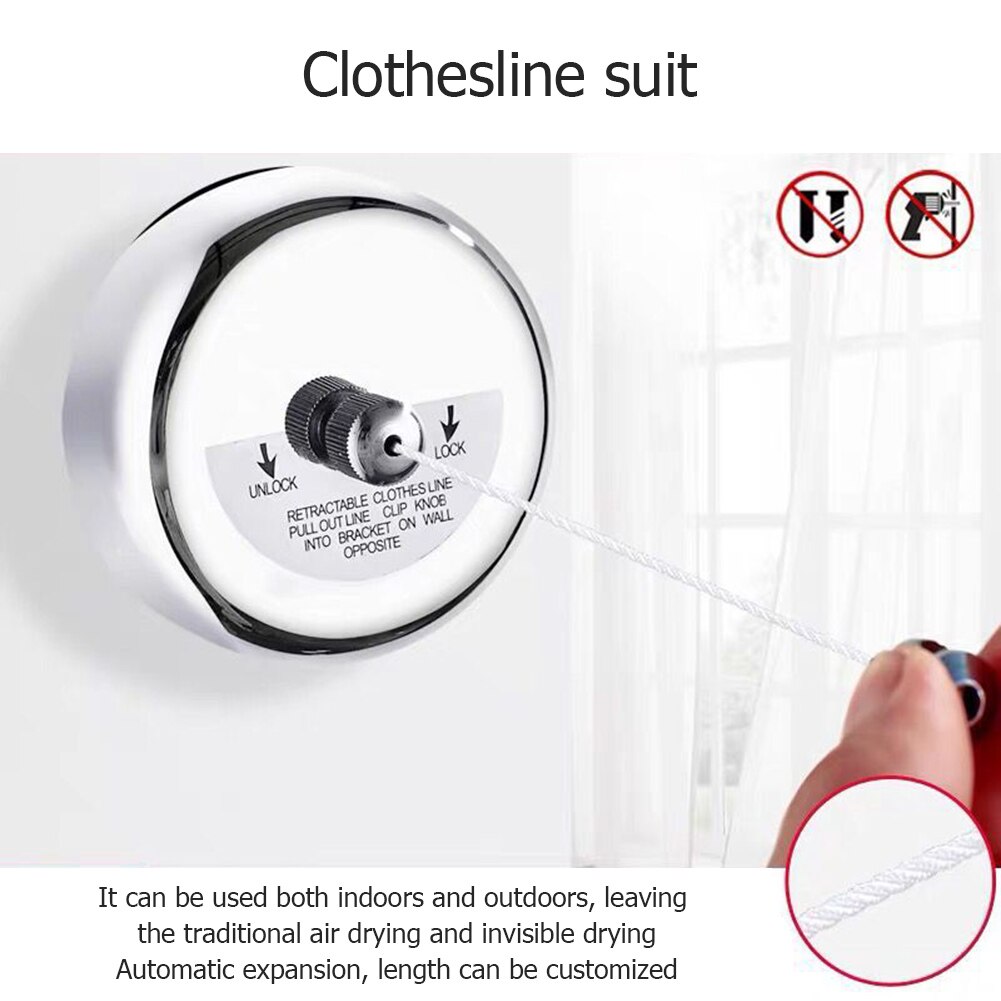 Invisible Clothes Hangers Adjustable Wall Mounted Clothes Drying Rack Clothesline Laundry Storage Tool for Indoor/Outdoor